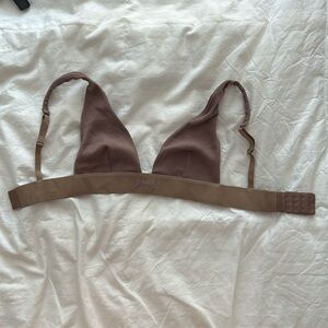 SKIMS COTTON PLUNGE BRALETTE | UMBER SIZE XS